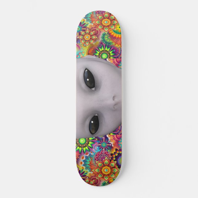 Skate Extraterrestrial floral abstrato colorido do teste (Frente)