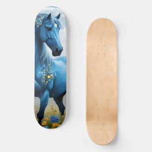 Skate Fantasia Azul Cavalo Mágico Flores da Lua,