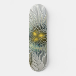 Skate Fantasia da Flor de Prata Dourada Arte Fractal Abs