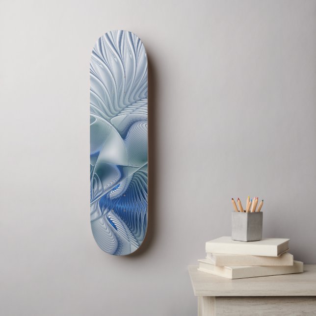 Skate Fantasia Dinâmica Tons Azuis Arte Fractal Abstrata (Arte de parede)