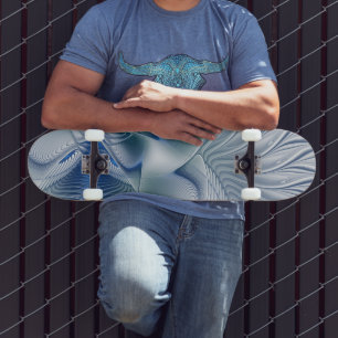 Skate Fantasia Dinâmica Tons Azuis Arte Fractal Abstrata