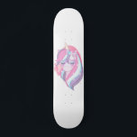 Skate Fantasia Mágica de Unicórnio Rosa Púrpura<br><div class="desc">unicórnio mágico com cabelo rosa e roxo decorado com estrelas douradas dispersas.</div>