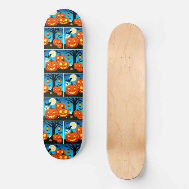 Skate Fantasmas de Halloween, Pumpkins, Morcegos (Frente)