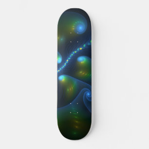 Skate Fantasy Luzes Abstrato Azul Verde Amarelo Fractal