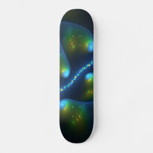 Skate Fantasy Luzes Abstrato Azul Verde Amarelo Fractal