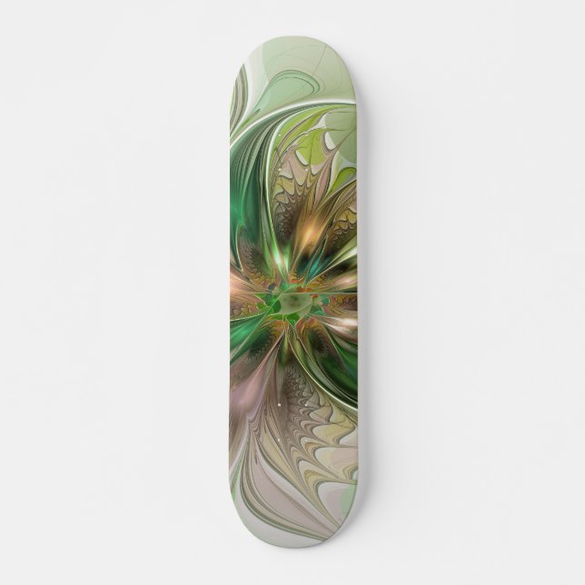 Skate Fantasy Moderna Abstrato, Flor Fractal Colorida (Frente)