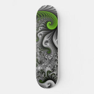 Skate Fantasy Mundo Verde E Arte Fractal Cinza