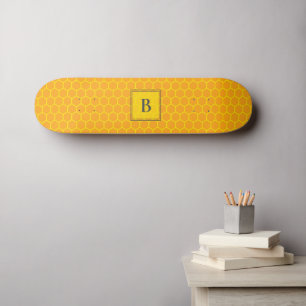 Skate Favo de Mel, Iniciais, Nome em Amarelo