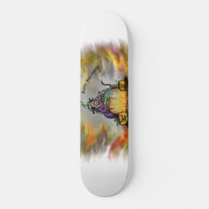 Skate Feliz Dia das Bruxas, Gato Negro e Abóbora
