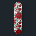 Skate Feliz Flores De Poinsettia Vermelha Ivy Deixa Aqua<br><div class="desc">Este padrão festivo e bonito é perfeito para a época de Natal. Apresenta vermelho-claro-néon, vermelho-borrifado, e sage flores verdes da poinsettia, folhas de marfim e bagas ocas sobre um simples fundo branco. É elegante, moderno, artístico, e bonito, o design perfeito para o inverno. Estilize com este padrão de um tipo...</div>