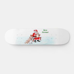 Skate Feliz Natal! Papai Noel com Gato e Cão