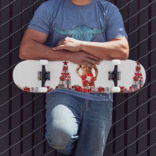 Skate Feliz Natal SlipperyJoe prata branca