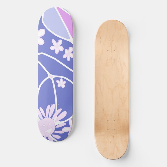 Skate Feliz Neuro-Arte Floral - Gradiente Roxo (Frente)