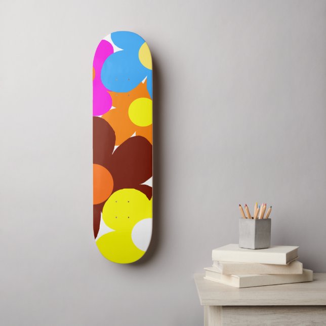 Skate Felizes Flores (Arte de parede)