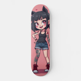 Skate Fille aux tatouages style cartoon