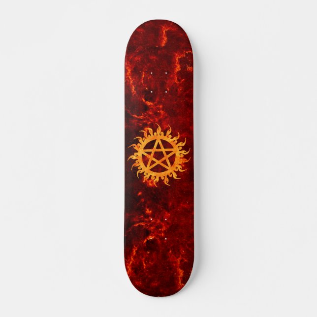 Skate flamejante do Pentagram (Frente)