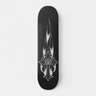 Skate Flaming Gótico Skull Cross