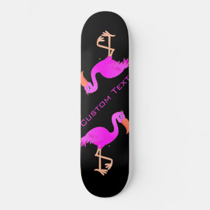 Skate Flamingo Bonito - Feliz - Adicione Seu Texto / Nom