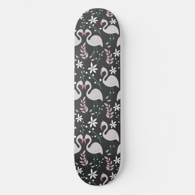 Skate Flamingo sem soldadura, branco sobre fundo escuro (Frente)