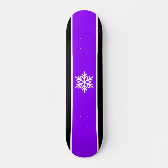 Skate Flocos de neve com faixas brancas, pretas e brilha (Frente)