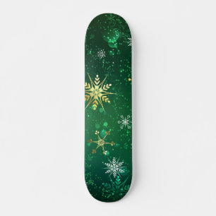 Skate Flocos de neve do Ouro Xmas em segundo plano