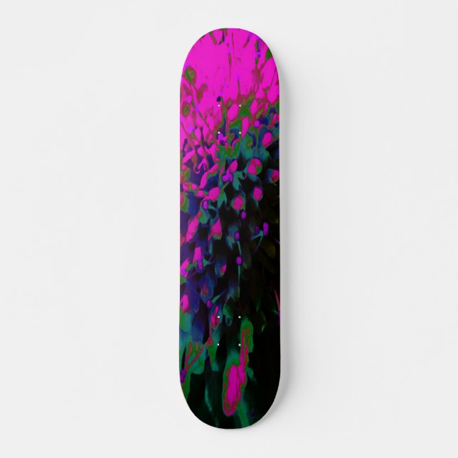 Skate Flor Abstrata Retro Cor-de-Rosa e Preta Trippy (Frente)
