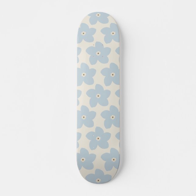 Skate Flor Azul Claro e Creme Retro (Frente)
