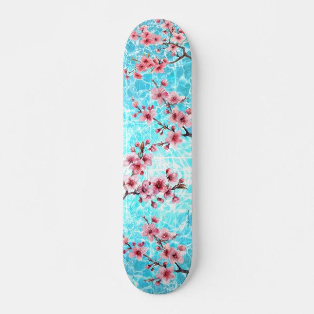 Skate Flor de Cereja Flutuando no Oceano (Frente)