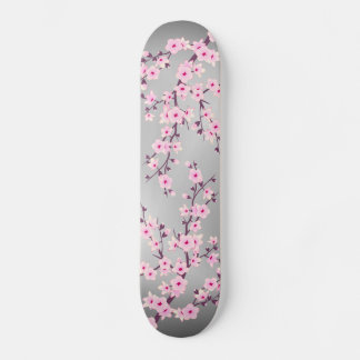 Skate Flor de Cerejeira Cinza Rosa Ásia Floral