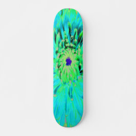 Skate Flor de Dália Decorativa Abstrata Aqua