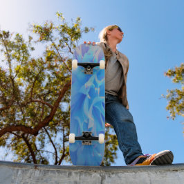 Skate Flor de Dália Decorativa Azul Elegante