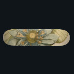 Skate Flor de Lotus Azul no Fundo do Tom com Escrevendo<br><div class="desc">Uma bela flor azul de lótus em floração de cheio é o foco desta peça. O centro amarelo está quase hipnotizando em sua glória. Adicione um pouco de elegância à sua casa com esta impressão!</div>