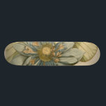 Skate Flor de Lotus Azul no Fundo do Tom com Escrevendo<br><div class="desc">Uma bela flor azul de lótus em floração de cheio é o foco desta peça. O centro amarelo está quase hipnotizando em sua glória. Adicione um pouco de elegância à sua casa com esta impressão!</div>