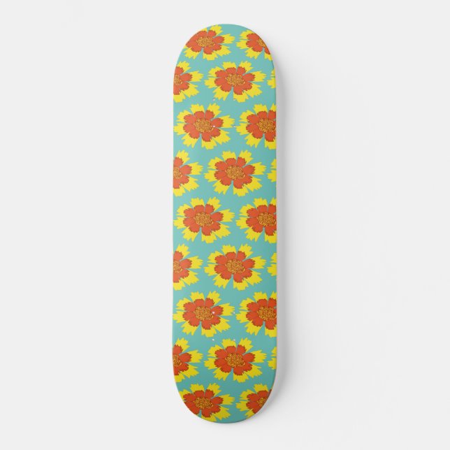 Skate Flor de mandioca amarela e laranja (Frente)