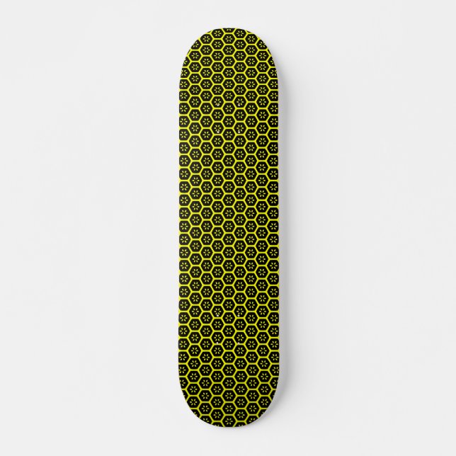 Skate Flor de mel - v2 - Preto e Amarelo (Frente)