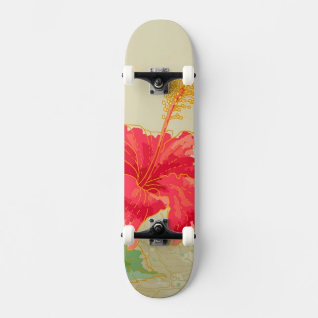 Skate Flor do hibiscus no fundo tonificado (Frente)