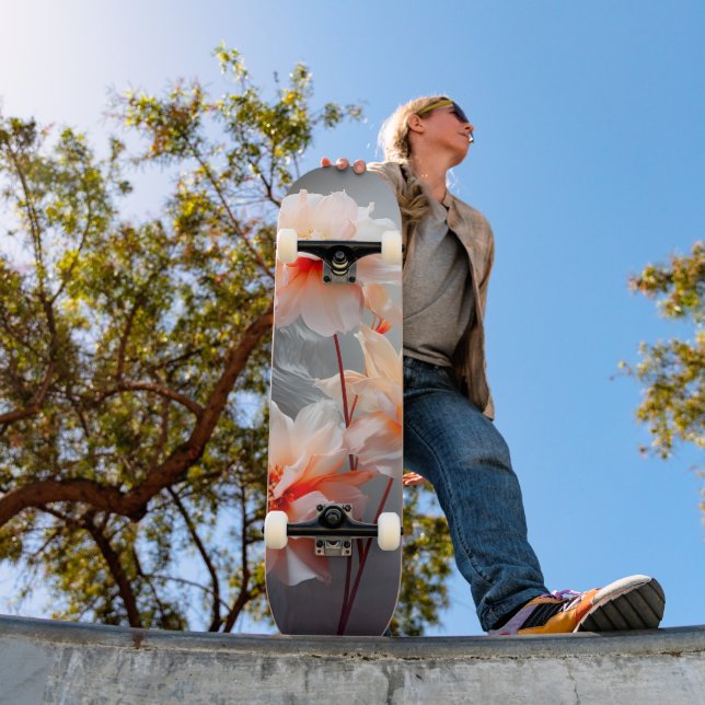 Skate Flor Elegante de Tons Rosados Abstratos com Fluxo  (Ao ar livre 1)