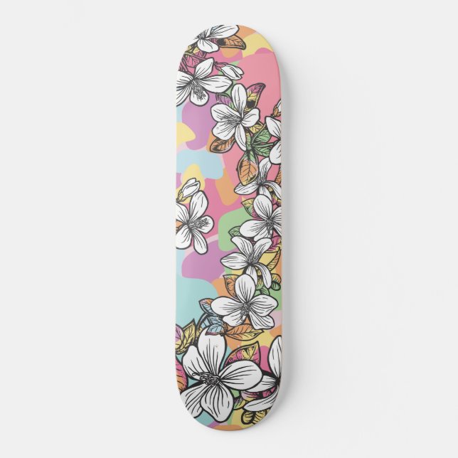 Skate Flor havaiana Hibiscus White Pastels floral (Frente)
