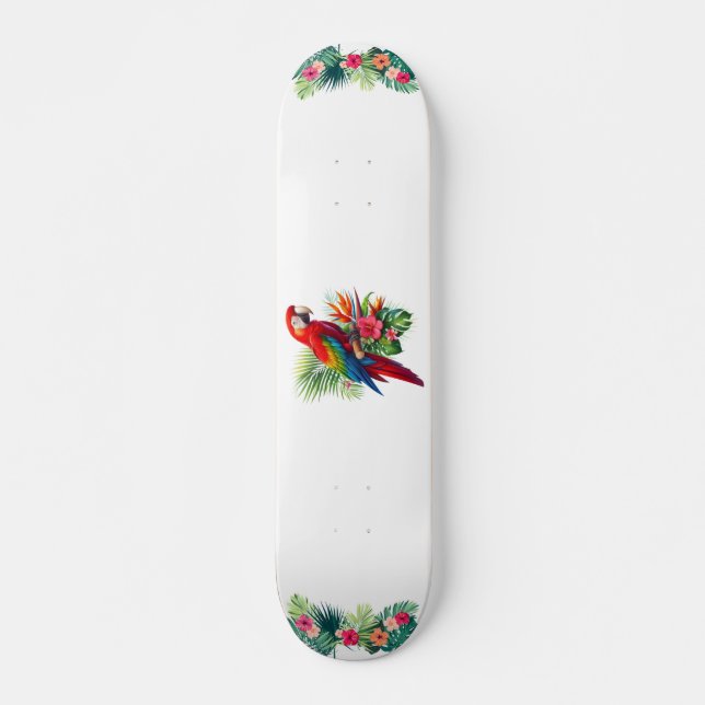 Skate Flor tropical de arara vermelha (Frente)