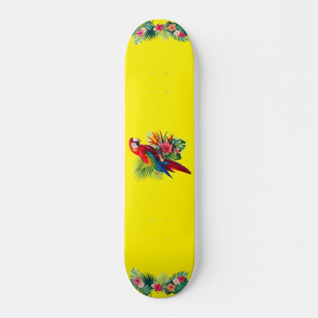 Skate Flor tropical de arara vermelha (Frente)