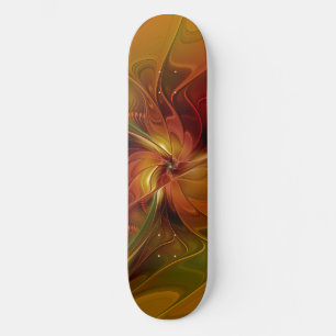 Skate Flor verde-laranja-abstrato Vermelho Castanho-Cast