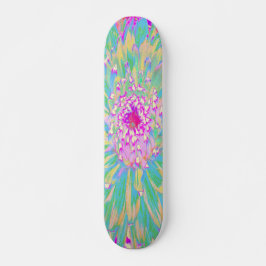 Skate Flor Verde-Teal-Quente e Dália Rosa-Quente