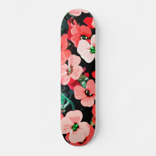 Skate Flor Vermelha Aquarela