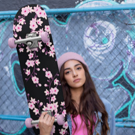 Skate Floral Cherry Blossom Rosa Negra