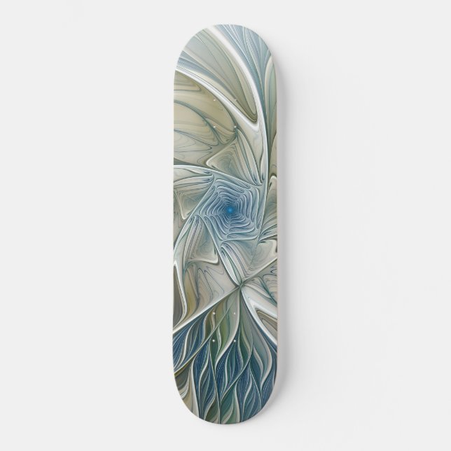 Skate Floral Dream Pattern Abstrato Blue Khaki Fractal (Frente)
