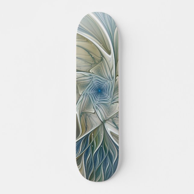 Skate Floral Dream Pattern Abstrato Blue Khaki Fractal (Frente)