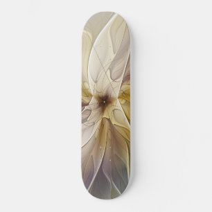 Skate Floral Fantasy Dourada Eggplant Abstrato Art Fract