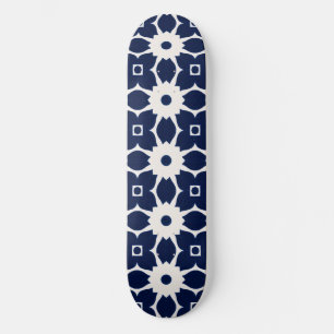 Skate Floral Geométrico marinho Azul e Branco
