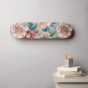 Skate Floral Vintage em Tons de Pêssego e Rosa