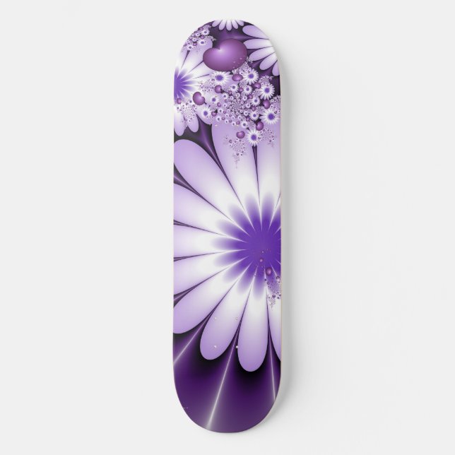 Skate Flores Abstratas e Corações em Fractal ao Cair no  (Frente)